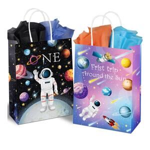 24Pcs 1st Birthday Outer Space Paper Gift Bags +  Tissue Paper